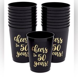 Black and Gold Cheers to 50 Years Party Cups